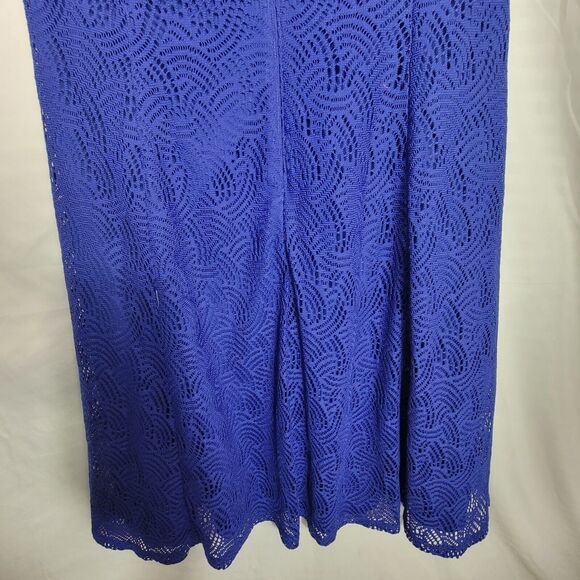 Liz Claiborne Blue Short Cap Sleeve Crochet Lace Dress Women's Size 6 - Picture 6 of 11